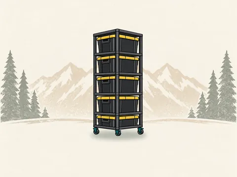 5-tier rolling bin organizer holding 5 totes.